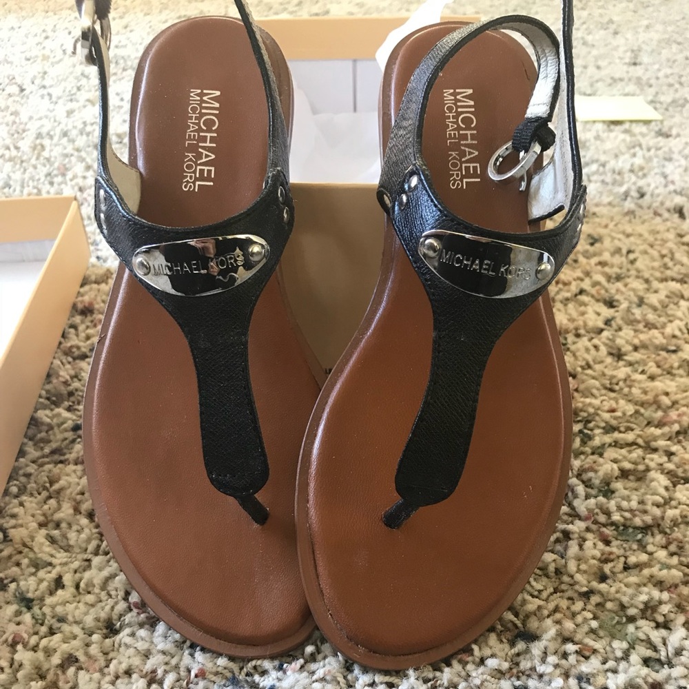 Brand New Michael Kors Black Flip Flops 7